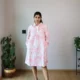 Pink Floral Toile Shirt Dress with Pockets | PD006 Pocket Dress Woman wearing pink and white floral toile print shirt dress with invisible side pockets, Pocket Dress India