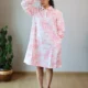 Pink Floral Toile Shirt Dress with Pockets | PD006 Pocket Dress Woman wearing pink and white floral toile print shirt dress with invisible side pockets, Pocket Dress India