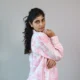 Pink Floral Toile Shirt Dress with Pockets | PD006 Pocket Dress Woman wearing pink and white floral toile print shirt dress with invisible side pockets, Pocket Dress India