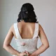 Ivory V-Neck Midi Dress with Pockets | Pocket Dress Woman wearing ivory V-neck midi dress with button accents and invisible side pockets, Pocket Dress India