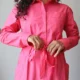 Pink Shirt Dress with Pockets | Pocket Dress Woman wearing hot pink button-down shirt dress with waist tie and invisible side pockets, Pocket Dress India