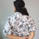 Black & White Floral Puff Sleeve Shirt Dress | Pocket Dress Woman wearing black and white botanical print shirt dress with puff sleeves and invisible side pockets, Pocket Dress India