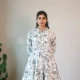 Black & White Floral Sketch Shirt Dress with Pockets | Pocket Dress Woman wearing black and white botanical sketch print shirt dress with invisible side pockets, Pocket Dress India