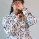 Black & White Floral Sketch Shirt Dress with Pockets | Pocket Dress Woman wearing black and white botanical sketch print shirt dress with invisible side pockets, Pocket Dress India