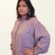 Mauve Pinstripe Shirt Dress with Pockets | Pocket Dress Woman wearing dusty mauve pinstripe oversized shirt dress with gathered sleeves and invisible side pockets, Pocket Dress India