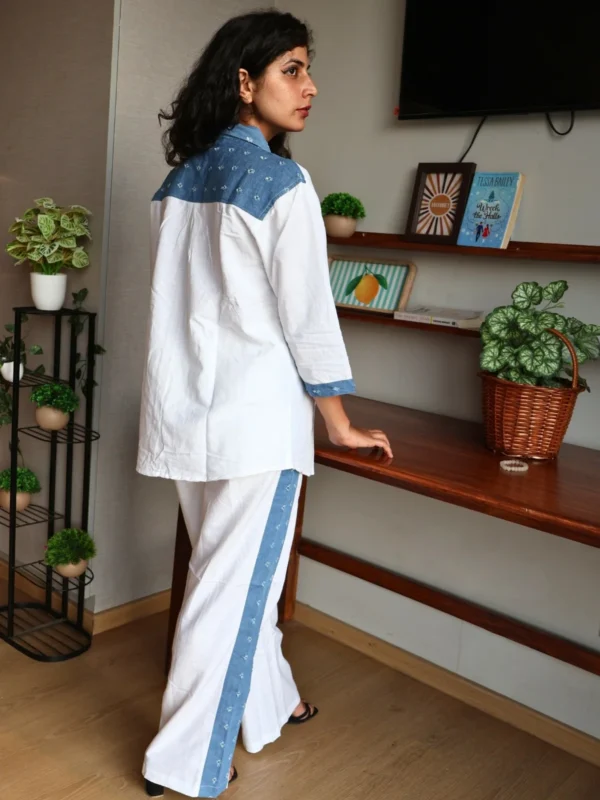 Denim Trim Co-Ord Set with Pockets denim trim co-ord set with pockets, front view, Pocket Dress