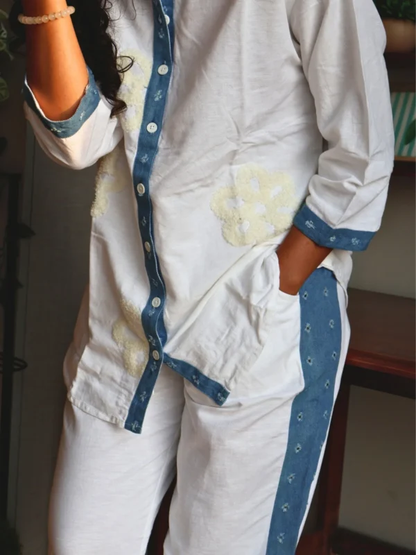 Denim Trim Co-Ord Set with Pockets denim trim co-ord set with pockets, front view, Pocket Dress