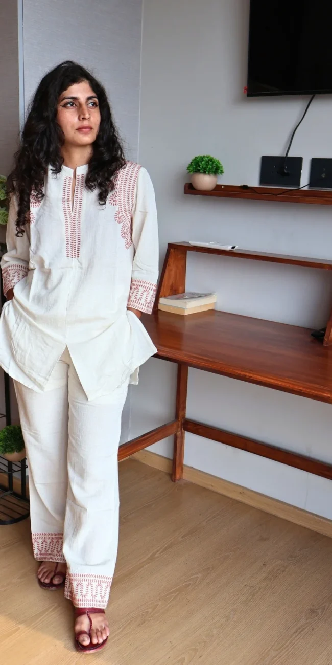 linen co-ord set with pockets, front view, Pocket Dress