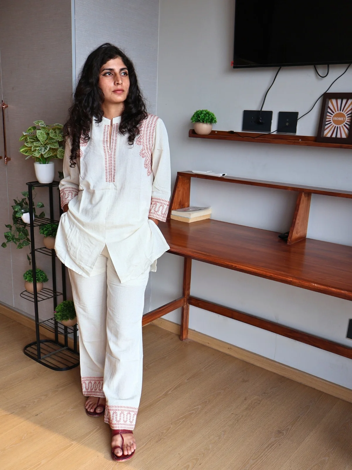 linen co-ord set with pockets, front view, Pocket Dress
