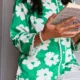 green floral co-ord set with pockets, front view, Pocket Dress