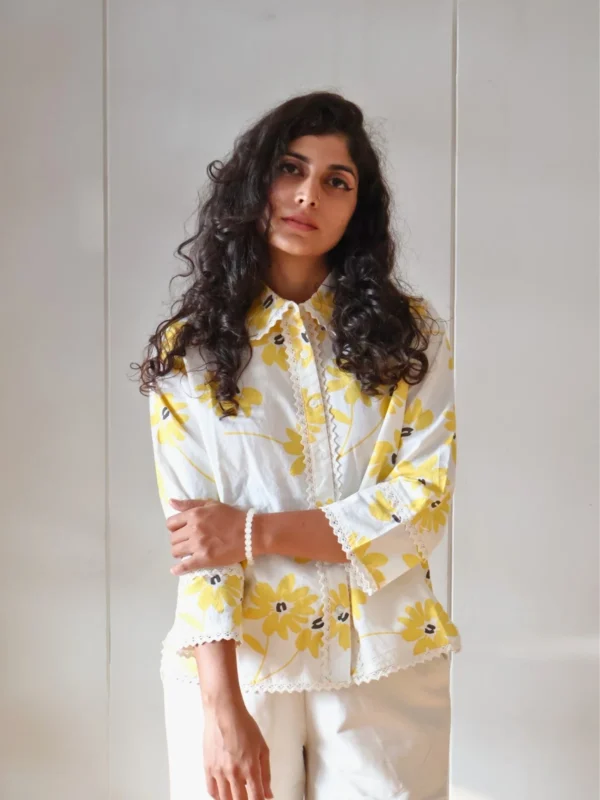 yellow floral co-ord set with pockets, front view, Pocket Dress