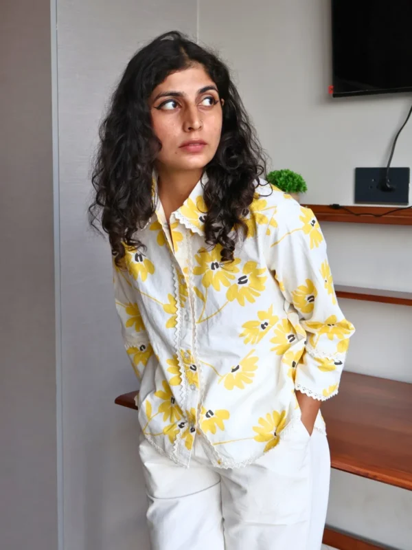 yellow floral co-ord set with pockets, front view, Pocket Dress