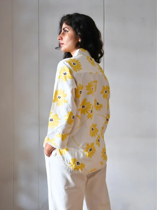 yellow floral co-ord set with pockets, front view, Pocket Dress