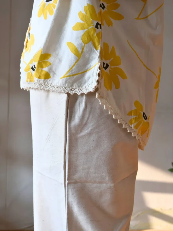 yellow floral co-ord set with pockets, front view, Pocket Dress