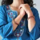 blue pocket kurta set, front view, Pocket Dress