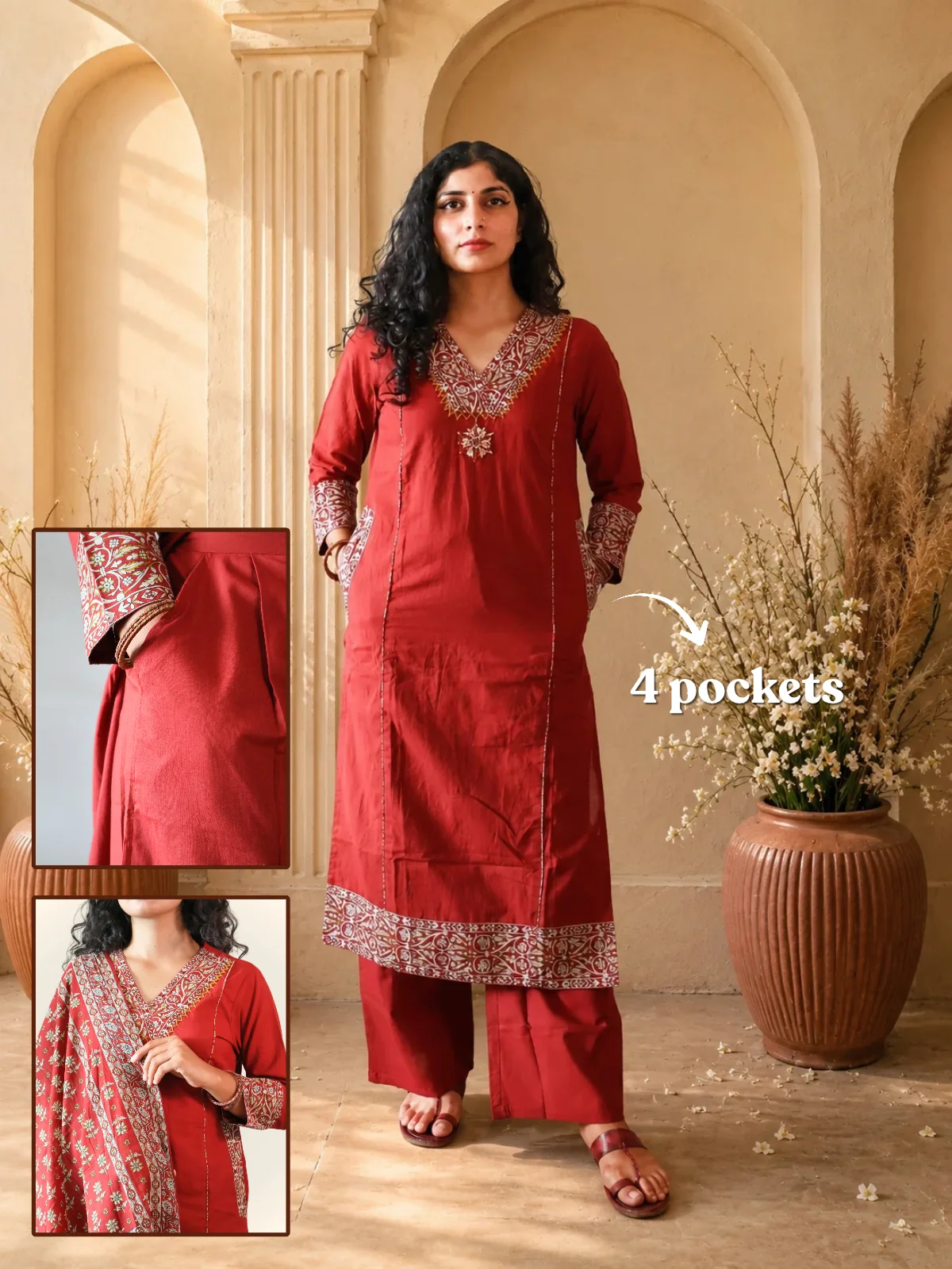kurta set with pocket, front view, Pocket Dress