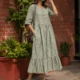 sage green midi dress with pockets, front view, Pocket Dress