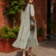 sage green midi dress with pockets, back view, Pocket Dress