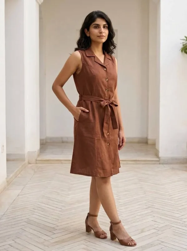 brown shirt dress with pockets | Pocket Dress