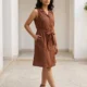 brown shirt dress with pockets | Pocket Dress