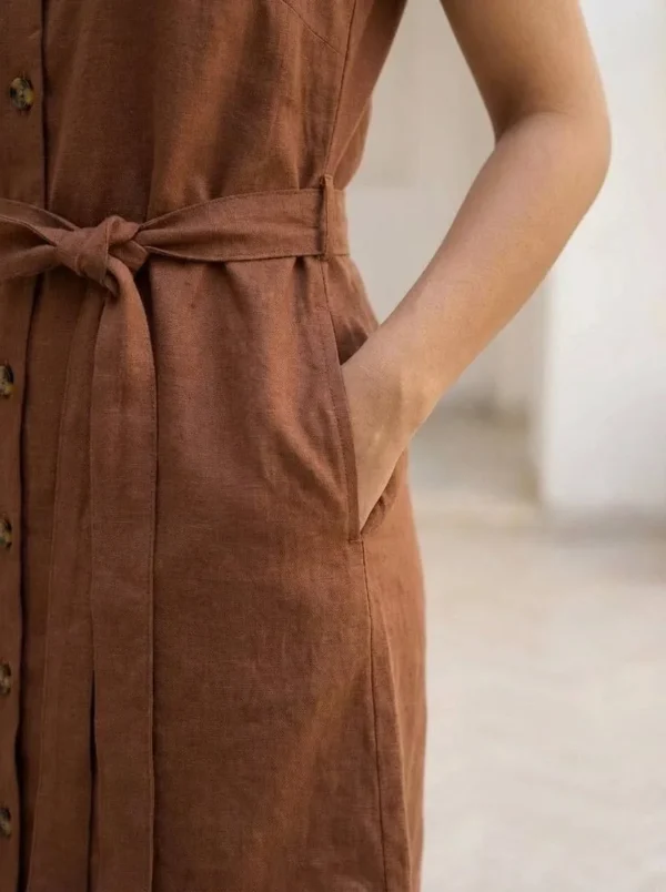 brown shirt dress with pockets | Pocket Dress