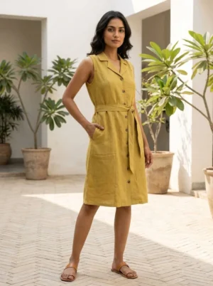 khaki midi dress with pockets, Pocket Dress
