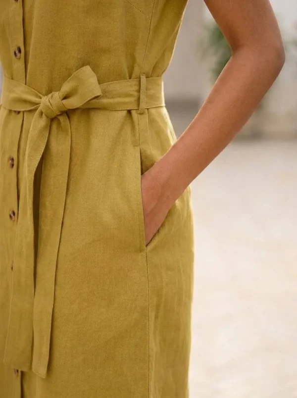 khaki midi dress with pockets, Pocket Dress